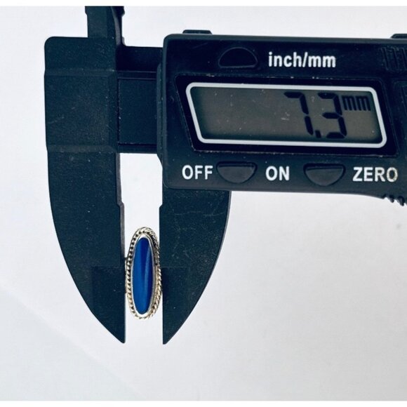 Vintage Sterling Silver Lapis Lazuli Ring Oval Cabochon 925 Estate Jewelry - Picture 8 of 10